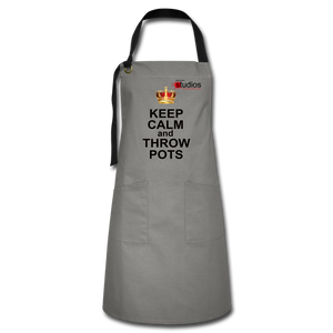 Pottery Apron - Keep calm, Grey - grey/black