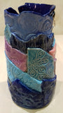 Blue patchwork vases